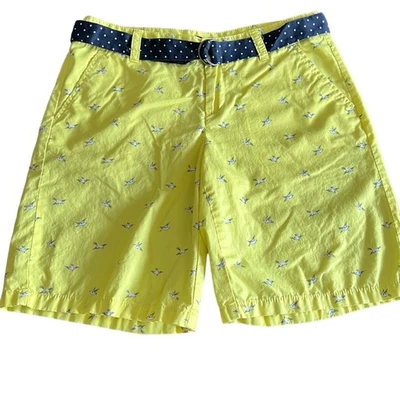 Bermudas Merona Talla 2 Amarillas Estampado Pájaro Bermudas Cinturón Estampado Novedad Largas Foto 1 de 4