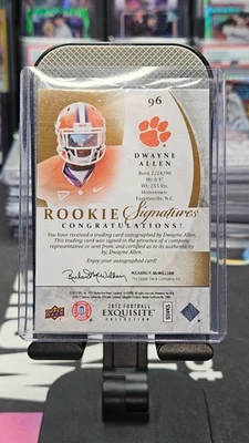 Exquisite Rookie Signatures 2012 Dwayne Allen #/99 radiocontrol automático Clemson Tigers🔥 Foto 1 de 2