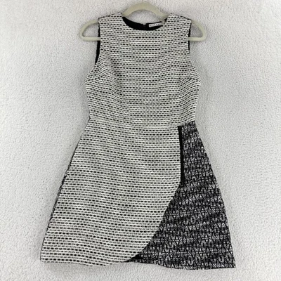 Vestido de tweed Alice + Olivia Sally con cremallera lateral para mujer talla 4 negro blanco sin mangas Foto 1 de 4