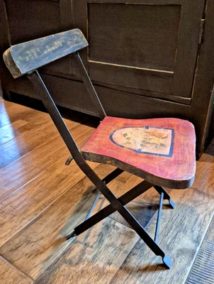 Silla Plegable Vintage Infantil o Decoración Hierro y Madera - India 17.5"t Foto 1 de 4