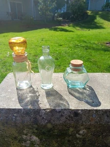 Antique Glass Bottles Miniature Decor Bottles Very Unique Fast Shipping Set Of 3 - Picture 1 of 24
