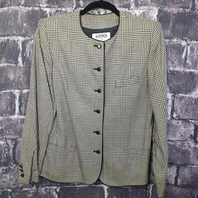 Chaqueta Kasper ASL Mujer TALLA 10 Viscosa Rayón Multicolor Botón Delantero a Cuadros Foto 1 de 4