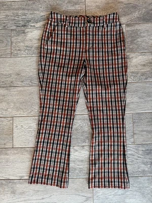 Pantalones acampanados CAbi 4131 Jazzy Kick talla 2 a cuadros recortados otoño #4131 pantalón elástico Foto 1 de 4