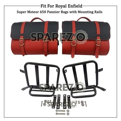 Per Royal Enfield Super Meteor 650 "Borse a tracolla in pelle rosse e nere... - Immagine 1 di 4