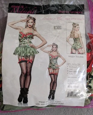 Nuevo Disfraz 4 piezas Seven Til Midnight Sexy Mayor Ejército Niña Talla M Elástico Foto 1 de 3