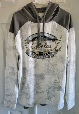 Cabela's Men's Size L Promo Hoodie Big Game Hunter Camo White/Gray *479C3952 - Image 1 of 4