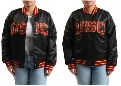 Rare New USC Satin Starter Jacket Black Womens Size 2XL Black Label Button Up - Image 1 of 4