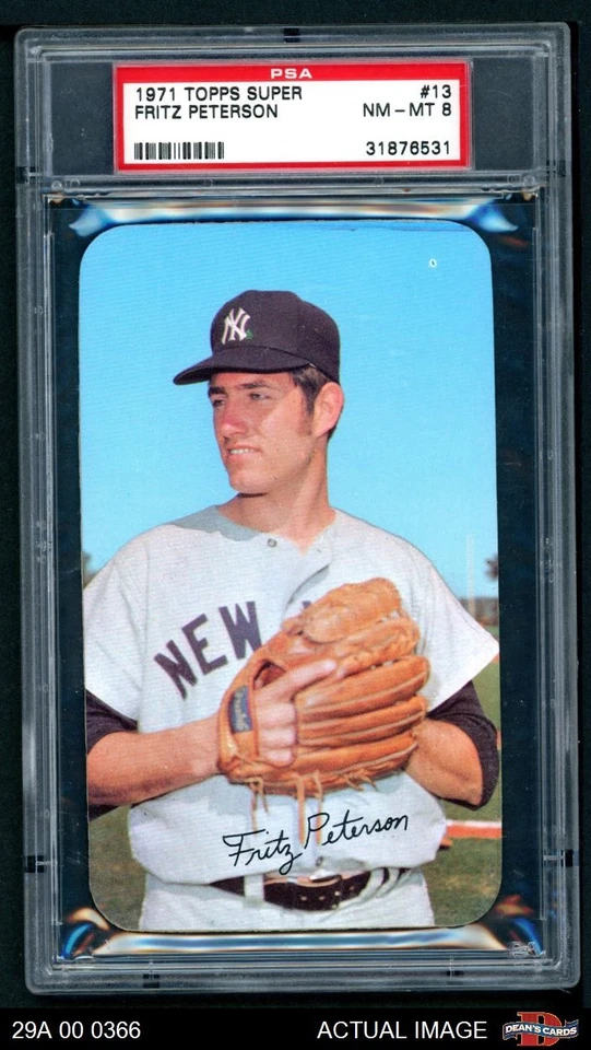1971 Topps Super #13 Fritz Peterson Yankees PSA 8 - NM/MT - Image 1 of 1