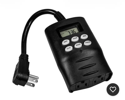 Temporizador eléctrico digital para exteriores Woods 59430WD 15A, 1000 vatios 7 días con 2 tomas de corriente Foto 1 de 2