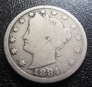 1884 Liberty Head V Nickel Semi Key Date 5C Five Cents Good Coin - Picture 1 of 2