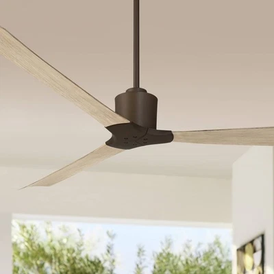 60" Casa Vieja Lume Bronze and White Oak Damp Ceiling Fan with Remote - Image 1 of 4