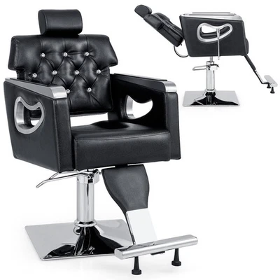COSTWAY Styling Salon Barber Chair Swivel Hairdressing Chair 6-Level Adjustable Headrest