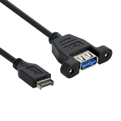 USB 3.1 Front Panel Header to USB 3.0 Type-A Female Extension Cable 50cm - Image 1 of 4
