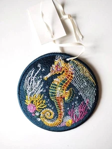 Sea Horse Brilliant Colors Double Sided Image Embroidered Hanging Ornament - Picture 1 of 2