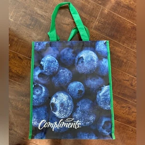 New Banff Alberta Canada reusable French grocery store Blueberry Tote Bag - Picture 1 of 4