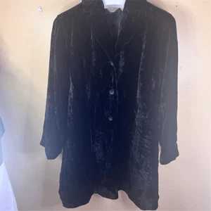 J.Jill Women's 2XL Black Crushed Velvet Embroidered Jacket Witchy Whimsigoth - Picture 1 of 8