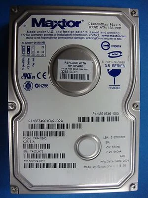 Maxtor IDE 160GB Hard Drive MDL: 6Y160P0 Code: YAR41BW0 K, M, B, A Tested - Image 1 of 3