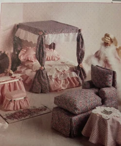 McCalls 8140 Barbie Doll Pattern Furniture Dollhouse Bed Sofa Chaise 80s Vtg - Picture 1 of 5