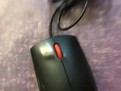 Lenovo USB Optical Mouse Black With Red Scroll Wheel Model 45J4889 Part OB66364 - Image 1 of 3