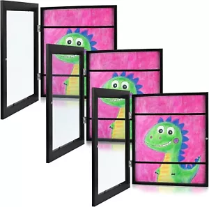 3-Pack Kids Artwork Frames, Quick Change Front-Opening Frame 8.5"x11", Black - Picture 1 of 6