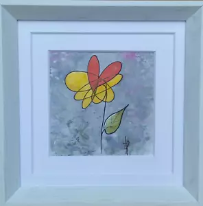 Watercolor Cute Gift,  Simple Flowers, Small painting+ Frame, mat, stand. - Picture 1 of 5