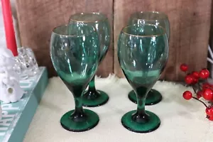 Enebro Teardrop (Borde Dorado) de Libbey, Juego de 4 Borde Oro Verde Esmeralda Elegante - Imagen 1 de 7