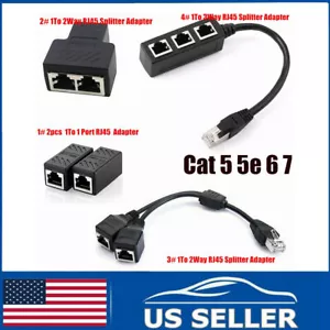 RJ45 Splitter Coupler Ethernet LAN Network Patch Cable Connector 2/3 Way Adapter - Picture 1 of 30