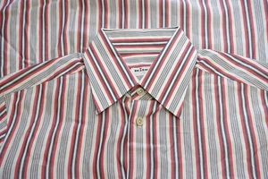 Kiton Su Misura White Red Blue Striped Plaid Cotton Spread Dress Shirt 15.5 - Picture 1 of 6