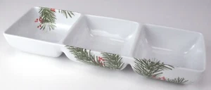 Plato para servir de tres compartimentos con diseño festivo de hoja perenne - Imagen 1 de 9