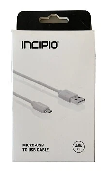 Cable INCIPIO Micro-USB a USB 1,8 M 6 PIES - Gris Foto 1 de 3