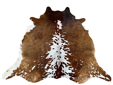 Cowhide Rug Tricolor Western Decor Leather Area Accent Rugs 5.5 ft x 5.25 ft