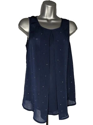 Juicy Couture Sleeveless Blouse Blue Women's Sheer Beaded Small S - Image 1 of 4