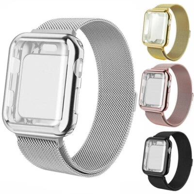 Correa de acero con funda protectora de pantalla 49/41/44/45 mm para Apple Watch 8 7 6 5 SE Foto 1 de 4