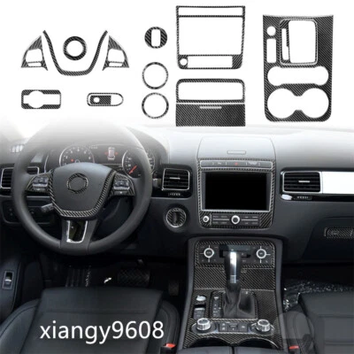 Juego completo de adornos decorativos interiores de fibra de carbono de 15 piezas para Volkswagen Touareg 11-18 Foto 1 de 4