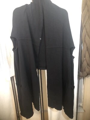 Lululemon Live Freely Wrap 100 % lana merino tejido negro talla única bolsillos W9AUWS Foto 1 de 4