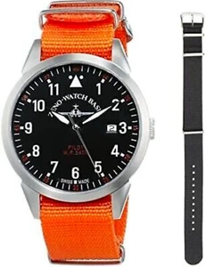 Zeno Watch Basel Pilot Aviator Fliegeruhr Black Orange Nylon Swiss Made Men's - Picture 1 of 2
