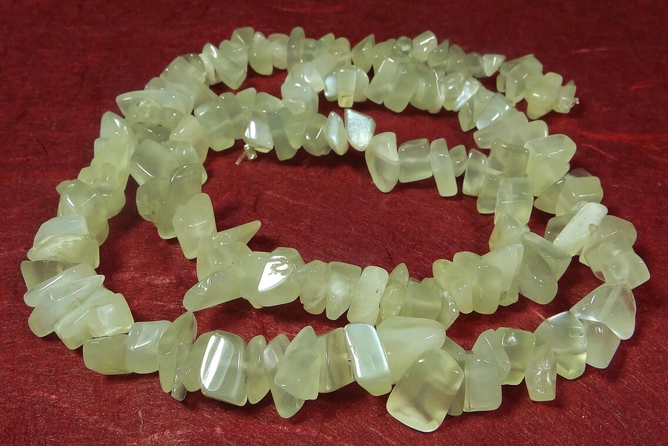 😏 Mondstein (echter!) Perlen Nuggets ca. 5 - 10 mm Edelsteinperlen Strang 😉 - Bild 1 von 1