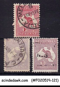 AUSTRALIA - 1913-24 SCOTT#2, 50 & 52 - 3V - USED - Picture 1 of 1