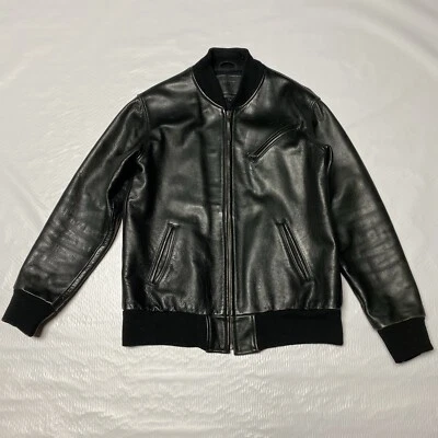 Jaqueta Bombardeiro Varsity Early HUF X Golden Bear Couro Preto Grande L MUITO RARA - Imagem 1 de 4