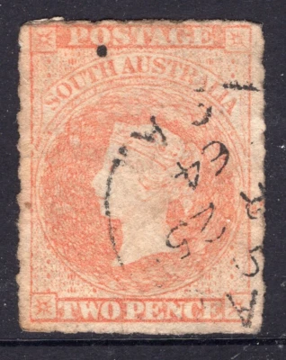C.1858 Serie SA Australia del Sur 2d QV Naranja Cara Lateral REF: SA2D15 Foto 1 de 2