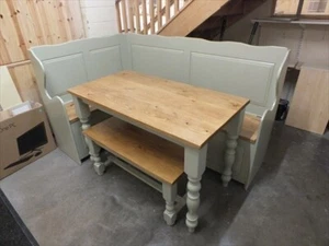 RECLAIMED PAINTED 4' X 65cm FARMHOUSE TABLE F&B FRENCH GRAY BESPOKE AVAILABLE - Picture 1 of 8