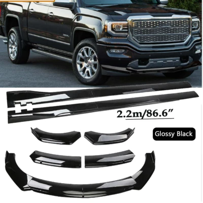 For 01- GMC Sierra 1500 Front Bumper Lip Spoiler Splitter Side Skirt Gloss Black - Image 1 of 4
