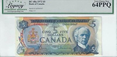 1972 BOC $5, BC-48a/BC-50aA-N5-ii Ser#CA 0000067 Bou/Ras, LEGACY 64PPQ Foto 1 de 2