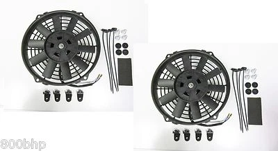 2 Ventole Raffreddamento Elettrico Radiatore Universali 9" (22cm) con Kit Raccordi Slimline - Immagine 1 di 4