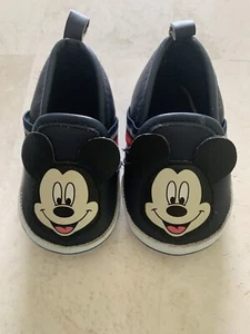 Disney Baby Mickey Mouse Infant Baby Shoes Size 3-6M Crib Shoes Navy Blue Slip - Picture 1 of 4