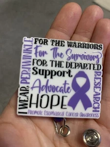 Cancer Awareness Medical Badge Reel with clear ID card holder - Picture 1 of 6