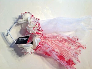 Bloody Brides Vail Headband Roses White Lace Zombie Wedding - Picture 1 of 2