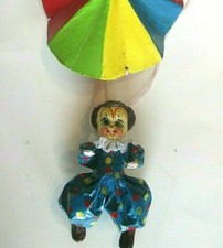 Vintage Clown Mobile Paper Mache Mexico Rainbow Parachute Creepy