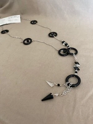 Necklace Swarovski Crystal, Black Onyx, Plated Silver - Изображение 1 из 4