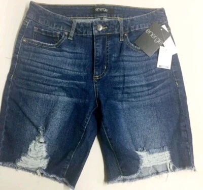 New Energie Juniors Bermuda Distressed Raw Hem Denim Jean Shorts Size 1 - Image 1 of 2